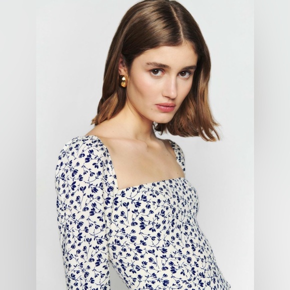 NWOT Reformation Rosalie Dress (color: Mykonos)- sz 8 - Picture 3 of 7